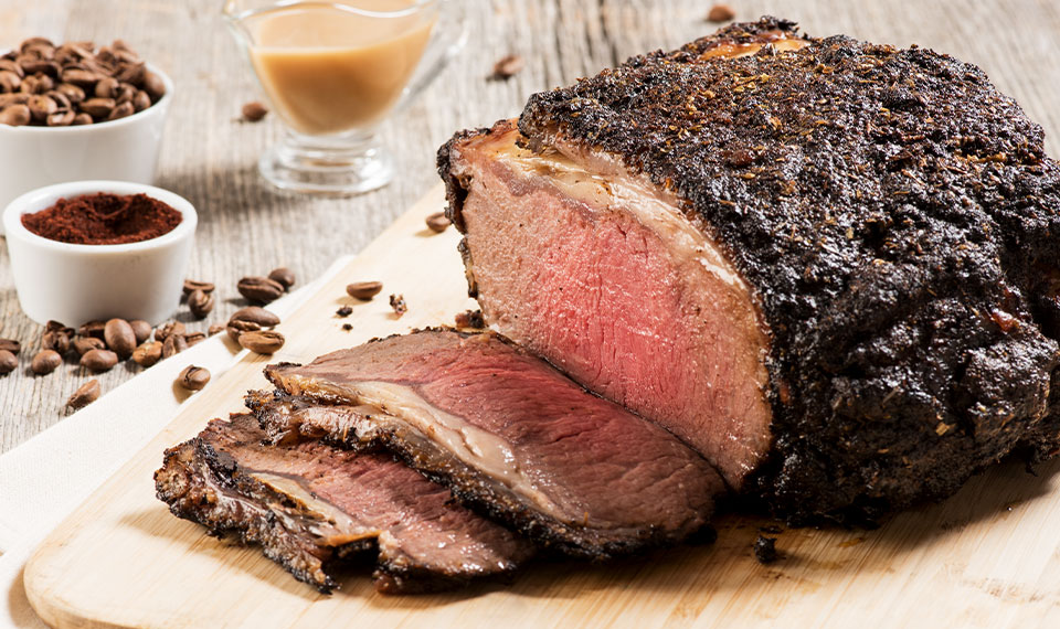 Ancho-Crusted New York Strip Roast with Coffee Gravy