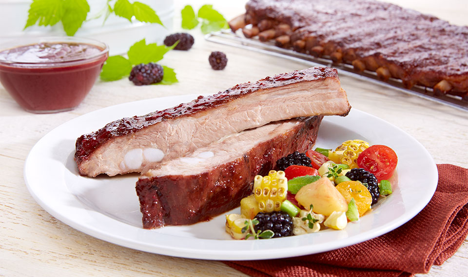 Barbecued St. Louis Style Ribs with Chipotle Blackberry Sauce
