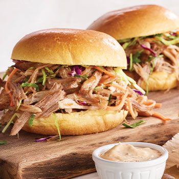 Brewery pulled pork sandwiches with Carolina sauce