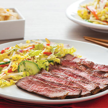 Korean BBQ grilled beef with napa cabbage & pear slaw