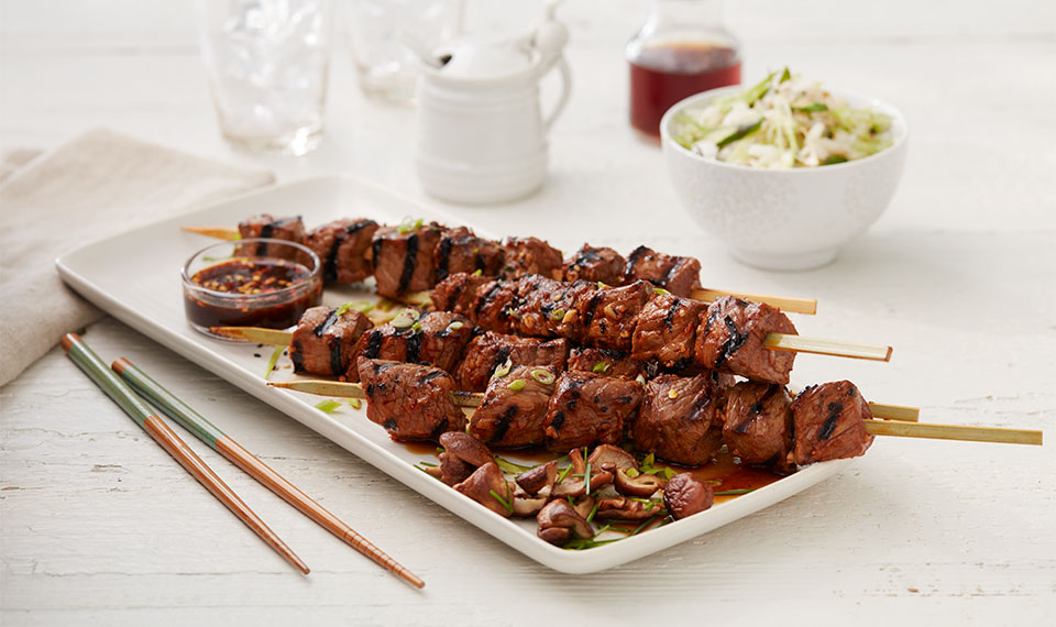 Yakitori Beef Kabobs with Maple Miso Soy Glaze